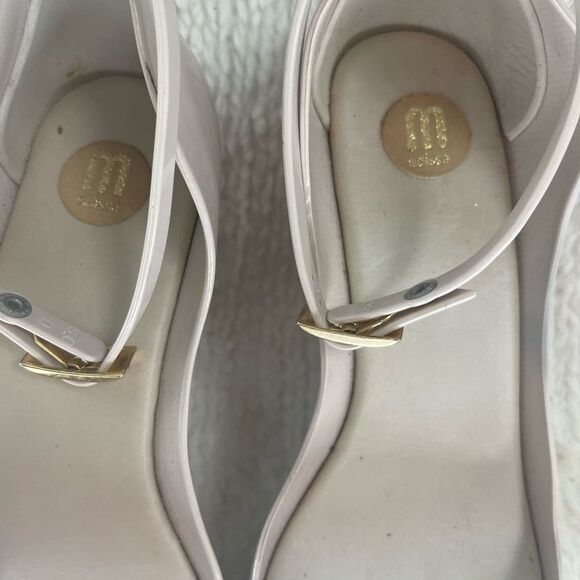 Melissa Patchuli ankle Strap Wedge - Cream Red SZ 9 - Picture 11 of 13